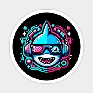 neon cyberpunk shark graphic Magnet